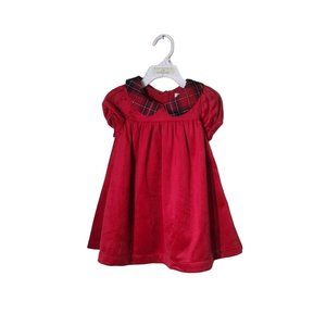 Max Studio Dress Baby 18 Months Red Velvet Plaid Collar Christmas Holiday